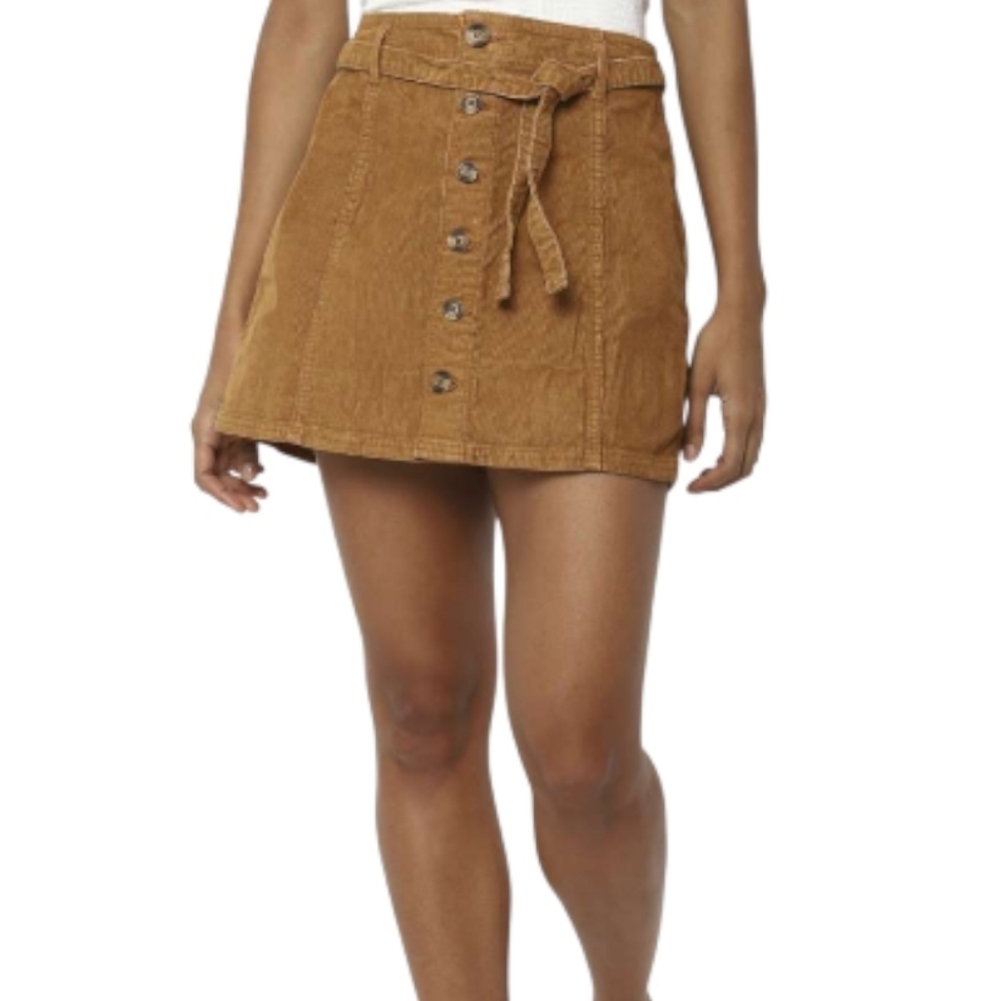 AMERICAN EAGLE 6 Corduroy Tan Brown High Rise A-Line Button Down Mini Skirt Y2K